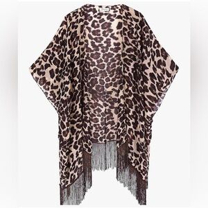 Women’s leopard print kimono cover up